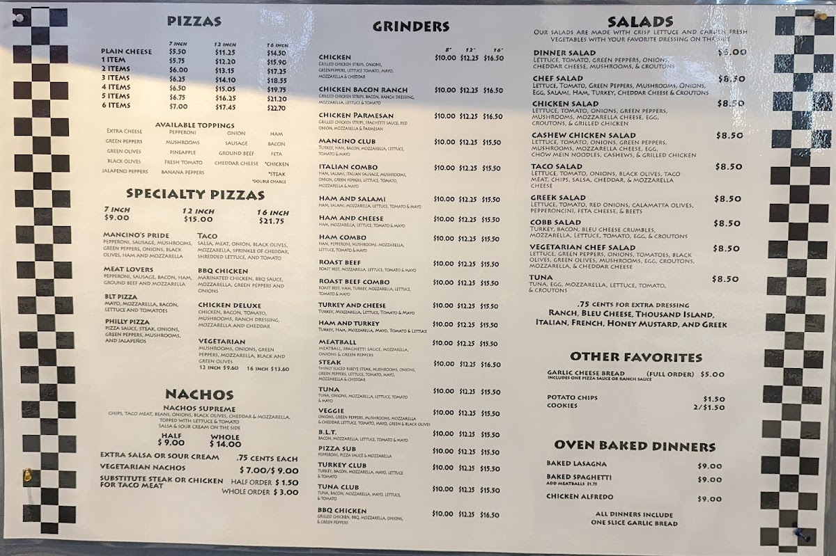 Menu Mancino's Pizza & Grinders-1